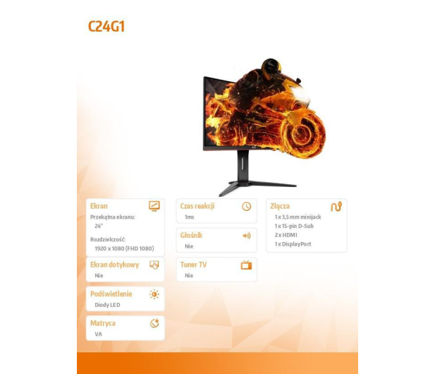 AOC C24G1 Curved - 435742 - zdjęcie 2